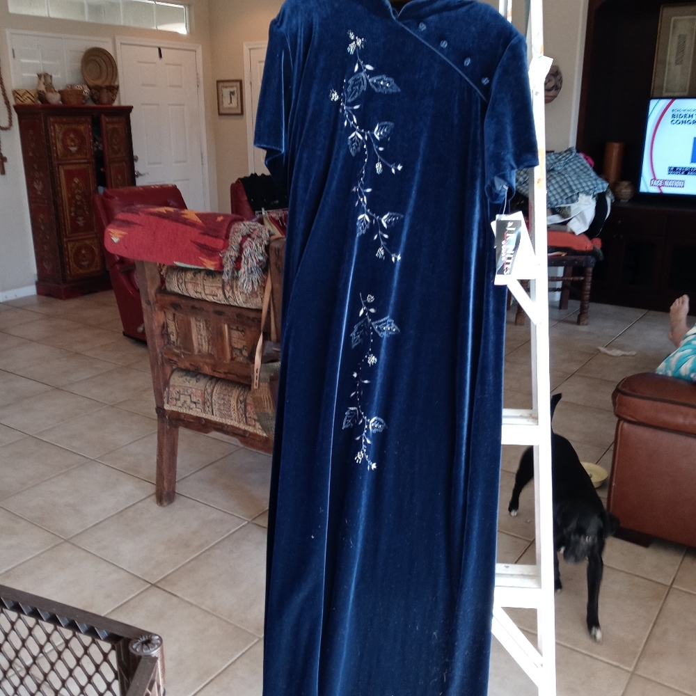 J.R. Nites 18W Tall Asian Inspired Deep Blue Dress